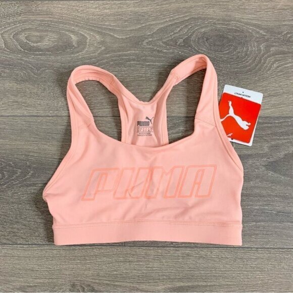 PUMA 4Keeps Sports Bra Cropped Tank Top Peach Bud Medium support Racerback XS - Picture 2 of 13